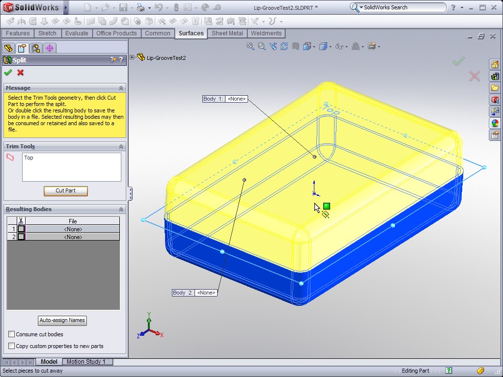 SolidWorks 2009: Split Feature