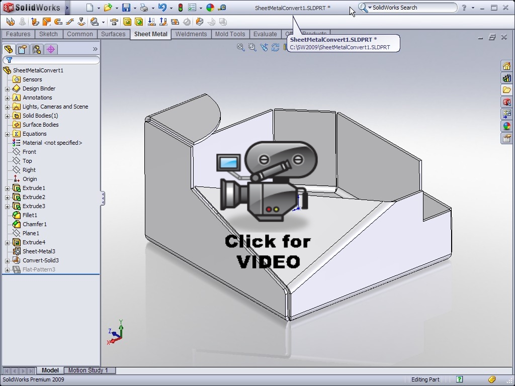 SolidWorks Video Tip:  2009 Convert to Sheet Metal