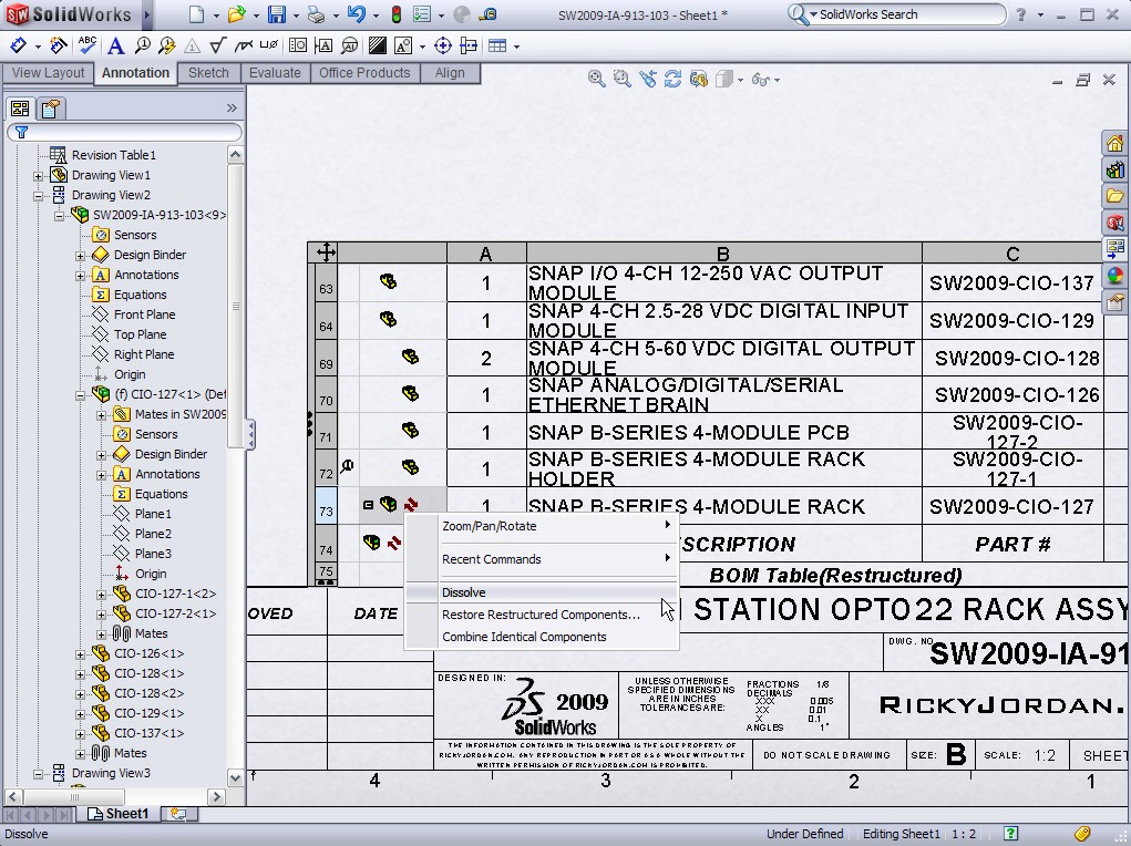 SolidWorks Video Tip:  2009 BOM Restructure