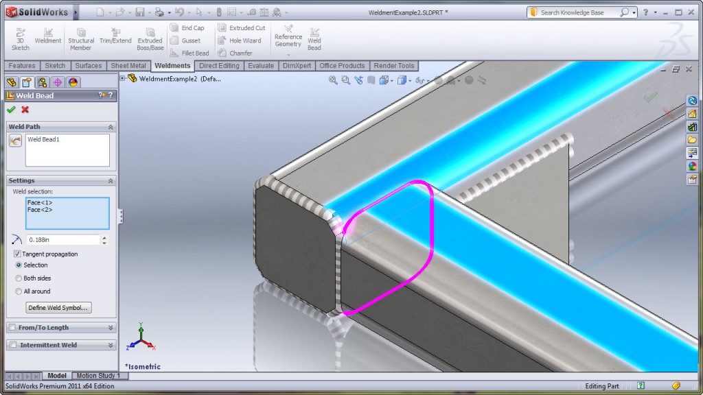 SolidWorks 2011 Weld Bead Part 1